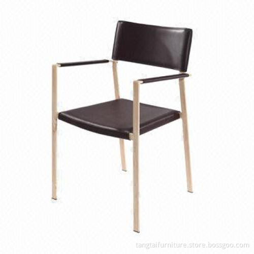 Armrest Dining Chair, Made of Recycle Leather and Chrome Frame, ODM/OEM Services Welcomed